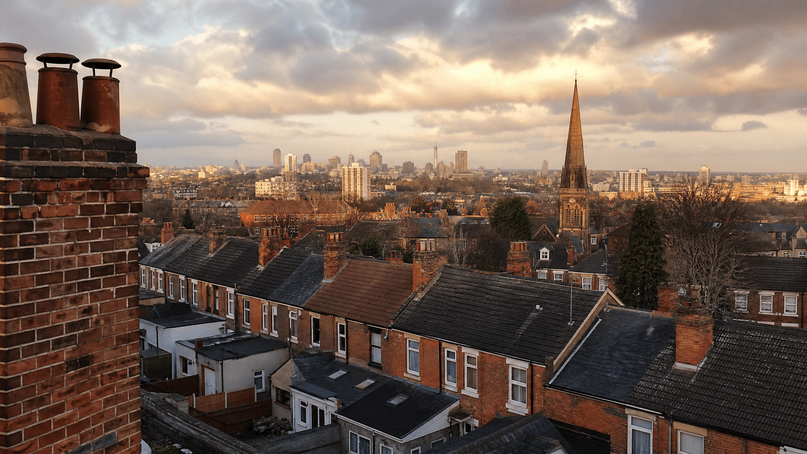 Aerial view of Birmingham showing residential areas served by specialist handyman